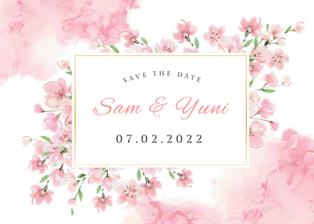 Wedding Celebration Announcement with Flowers Postcard 5x7in Design Template
