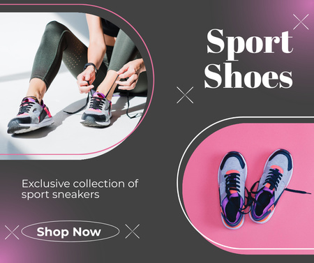 Plantilla de diseño de Sportswoman Lacing Up Running Trainers Facebook 