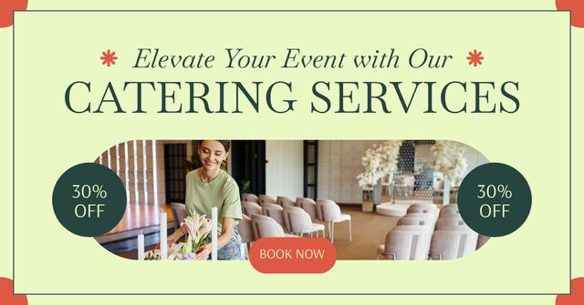 Catering Services Ad with Discount Offer Facebook ADデザインテンプレート