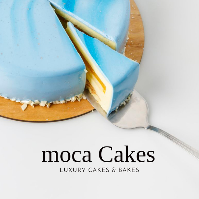 Top-notch Bakery Ad with Blue Icing Cake Illustration Logo Modelo de Design