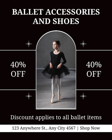 Plantilla de diseño de Descuento en accesorios y zapatos de ballet. Instagram Post Vertical 