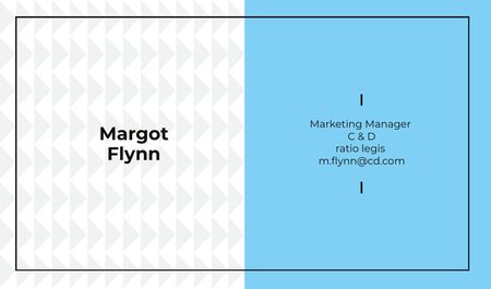 Marketing Manager Contacts with Geometric Pattern in Blue Business card Πρότυπο σχεδίασης