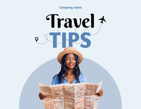 Travel Tips With Beautiful Brunette Flyer 8.5x11in Horizontalデザインテンプレート