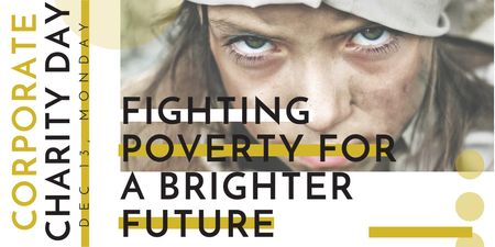 Corporate Charity Day For Fighting Poverty Twitter Design Template