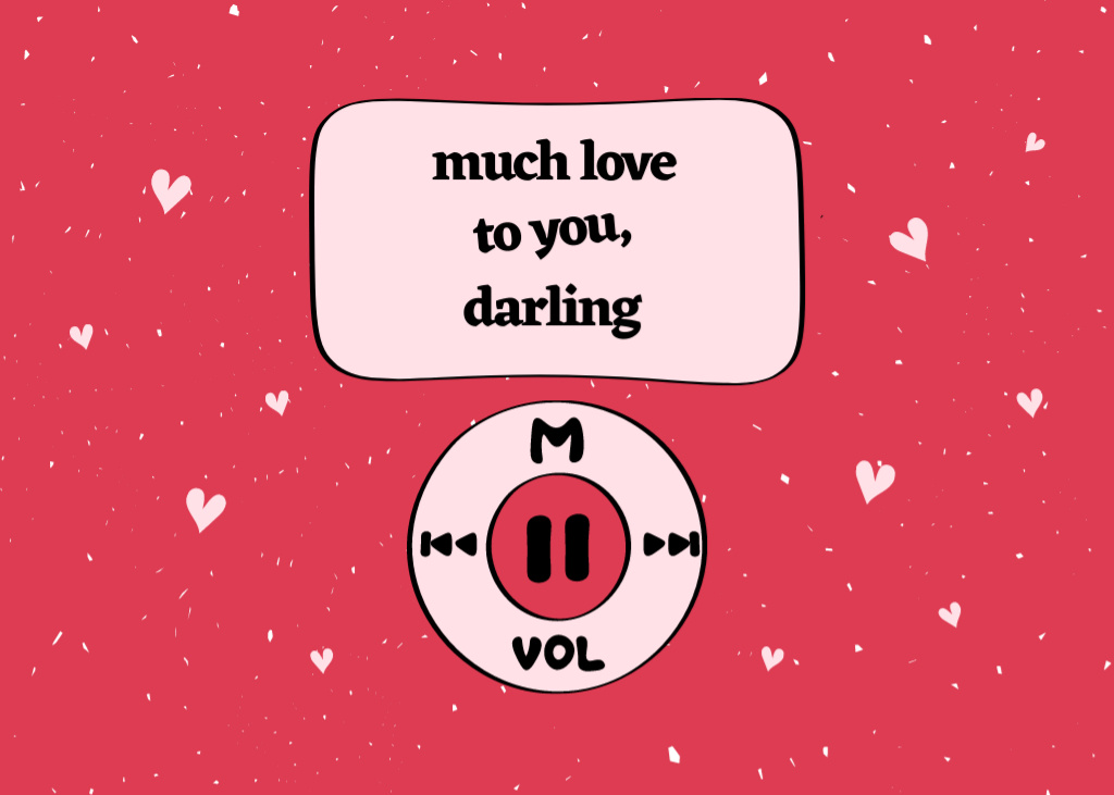 Designvorlage Cute Valentine's Day Holiday Greeting With Hearts für Postcard 5x7in