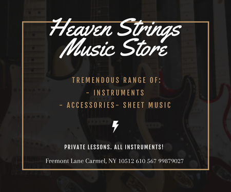 Plantilla de diseño de Heaven Strings Music Store Large Rectangle 