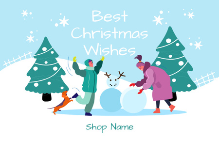 Best Christmas Wishes from Shop With Illustration Thank You Card 5.5x8.5in Design Template