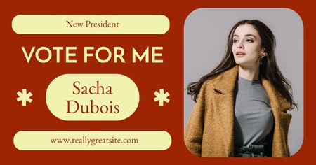 Candidacy of Young Woman for New Presidents Facebook AD Design Template