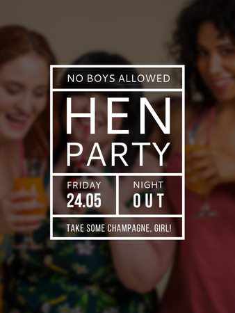 Announcement of Hen Party or Girlfriends Poster US Design Template