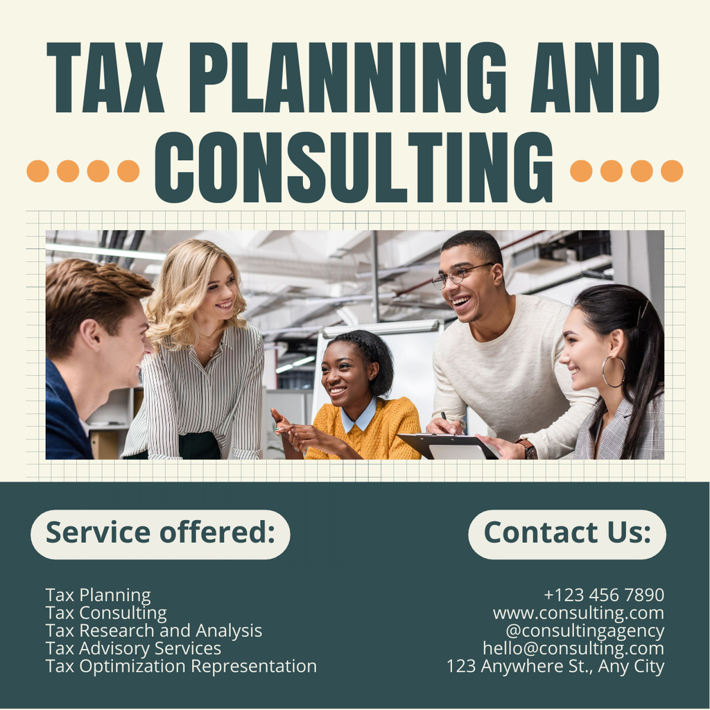 Szablon projektu Business Consulting Services and Tax Planning LinkedIn post