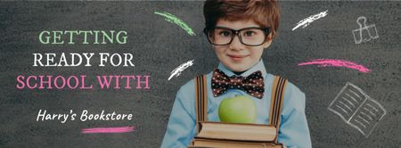 Back to School with Boy Pupil in classroom Facebook cover Design Template