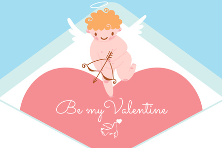 Love Quote with Adorable Cupid Postcard 4x6in Design Template