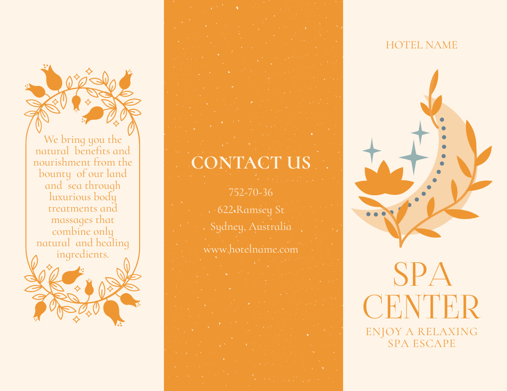 Spa Service Offer with Floral Ornament Brochure 8.5x11in Design Template