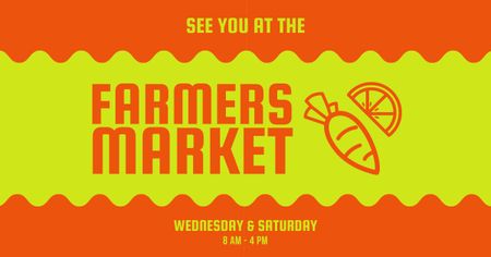 Farmers Market -mainonta keltaisella ja oranssilla Facebook AD Design Template