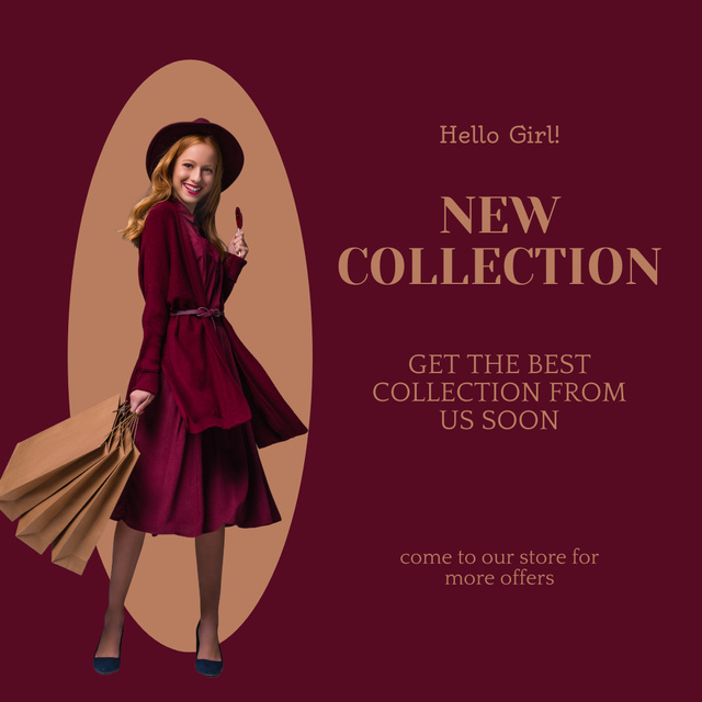 Modèle de visuel Women's Fashion Apparel Sale Ad on Red - Instagram
