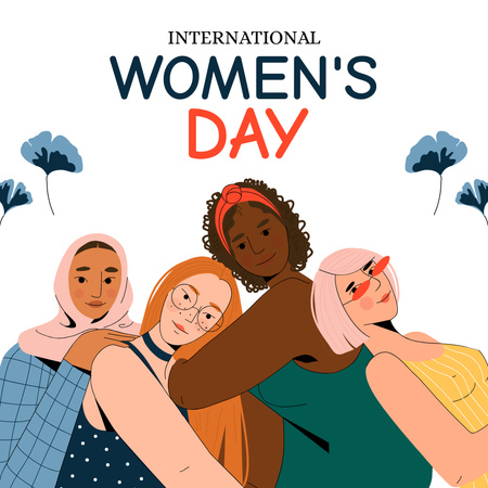 International Women's Day Announcement with Diverse Women Instagram Tasarım Şablonu