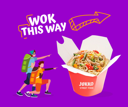 Modèle de visuel promotion drôle de la nourriture de rue avec des spaghettis - Facebook