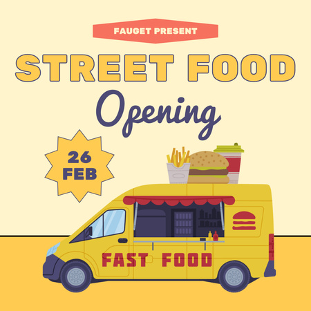 Street Food Spot Opening Announcement Instagramデザインテンプレート