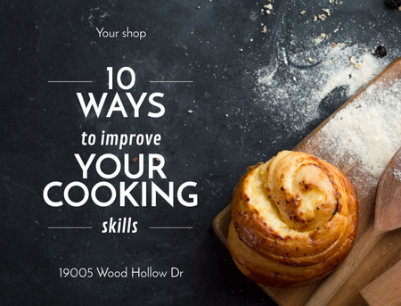 Improving Cooking Skills with freshly baked bun Postcard 4.2x5.5in Design Template