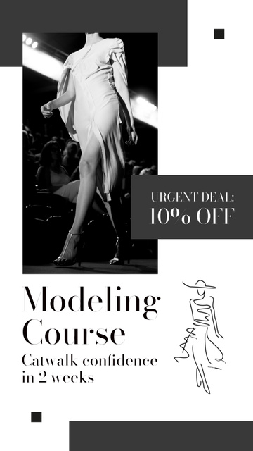 Mesmerizing Modeling Course With Catwalk And Discounts Instagram Video Story Πρότυπο σχεδίασης