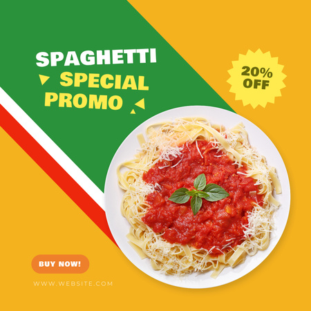 Italian Spaghetti Special Menu Offer Instagramデザインテンプレート