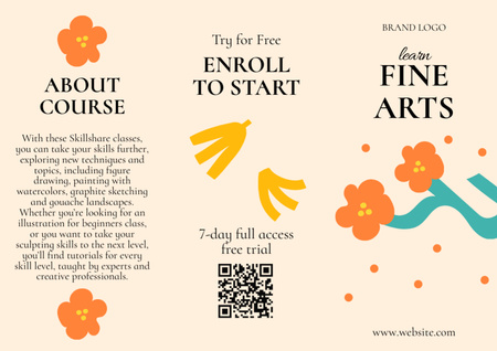 Ontwerpsjabloon van Brochure van Fine Art Course Announcement
