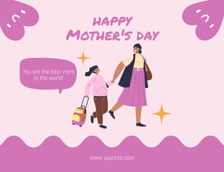 Anya és lánya ünnepli az anyák napját Thank You Card 5.5x4in Horizontal tervezősablon