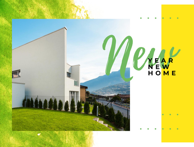 Real Estate Offer And Modern House With Mountain View Postcard 4.2x5.5in Design Template