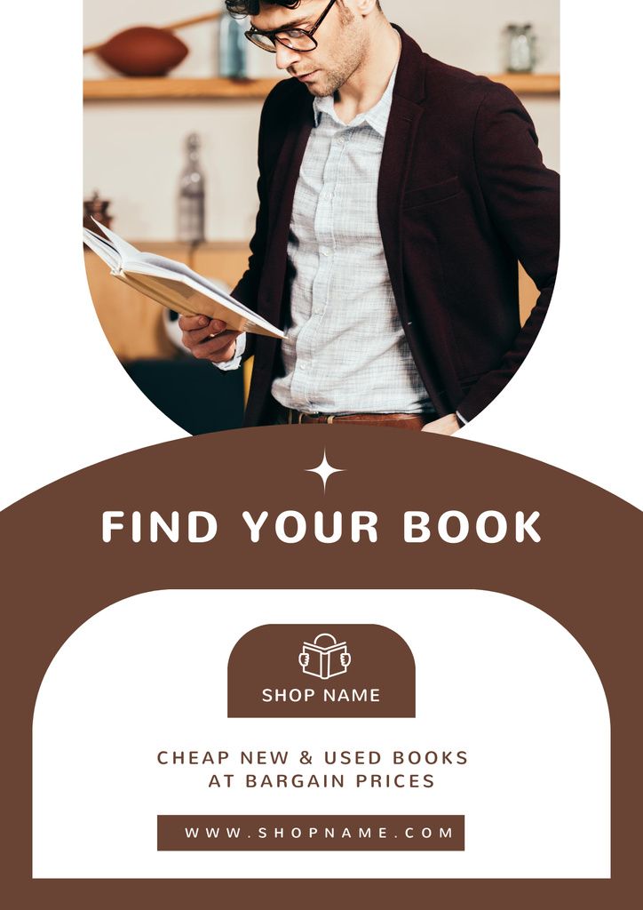Handsome Man Reading Book Poster – шаблон для дизайна