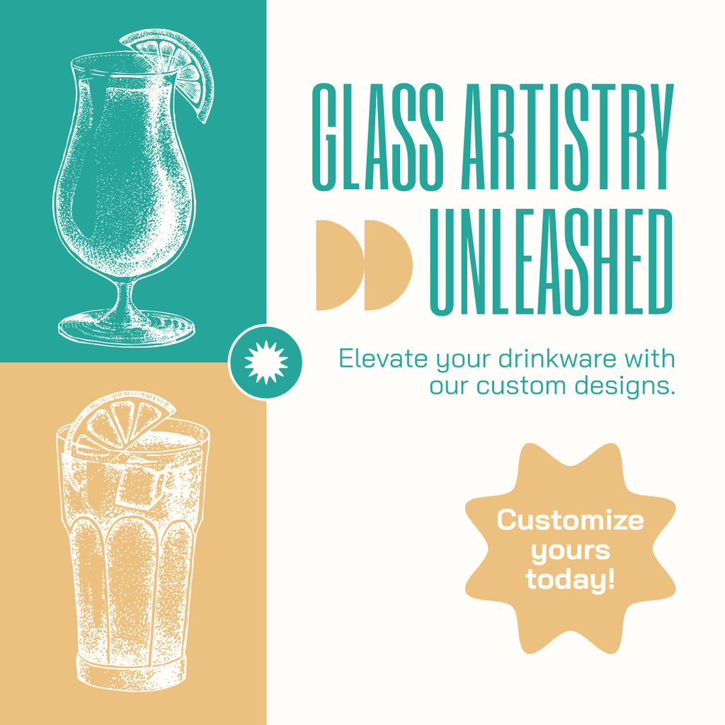 Designvorlage Fine Glass Drinkware With Custom Design Offer für Instagram