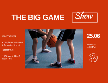 Template di design Torneo di pallacanestro e annuncio dello spettacolo Invitation 13.9x10.7cm Horizontal