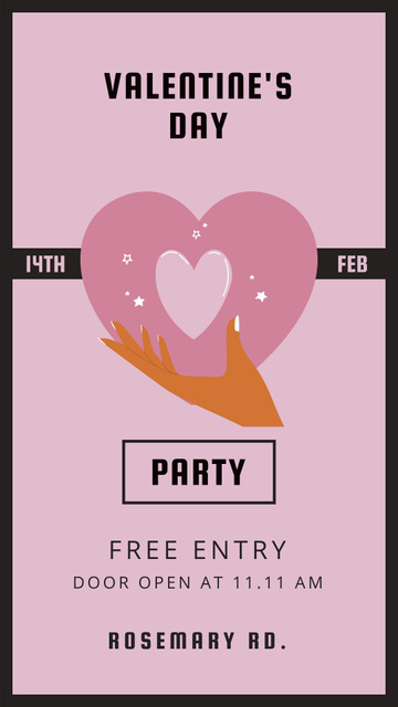 Awesome Valentine's Day Party With Free Entry Instagram Story – шаблон для дизайну