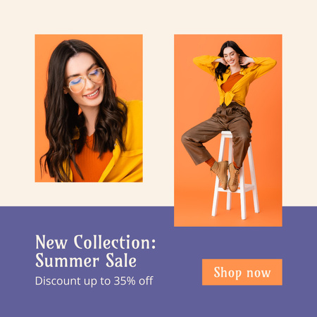 Summer Sale with Stylish Woman Instagram Design Template