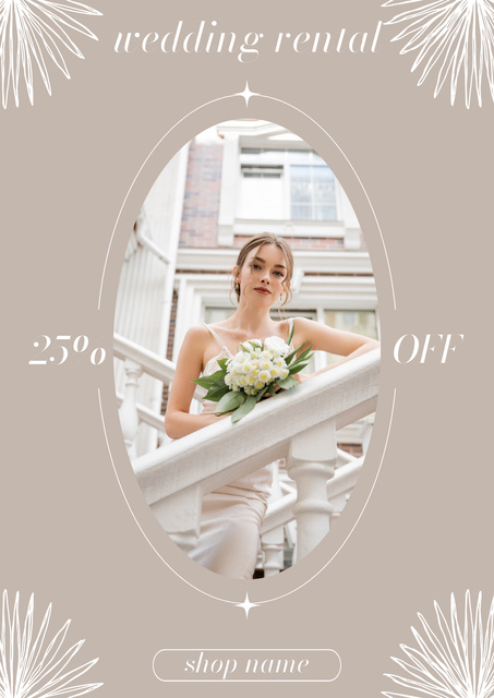 Discount on Bridal Gowns Rental Poster Design Template