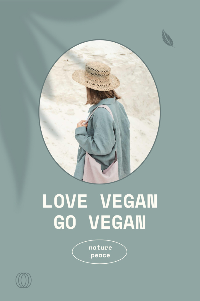 Vegan Lifestyle Concept with Girl in Summer Hat Pinterest Tasarım Şablonu