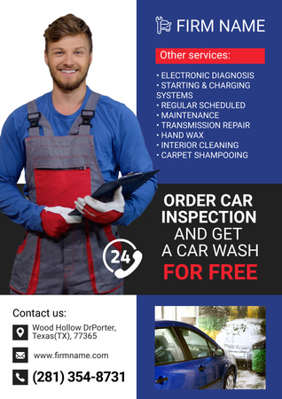 Offer of Free Car Wash Poster Design Template