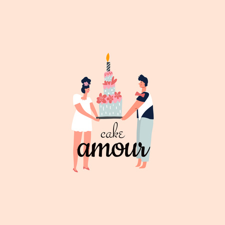 Modèle de visuel Bakery Ad with Cute Wedding Cake - Logo 1080x1080px