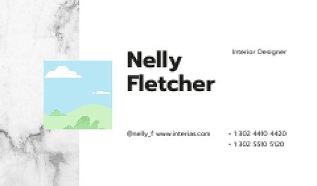 Interior Designer contacts on marble Business card Design Template