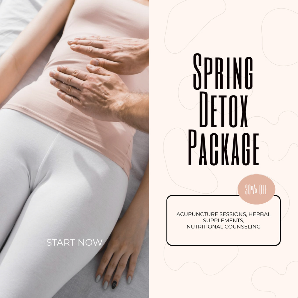 Designvorlage Seasonal Detox Package With Energy Healing And Discount für LinkedIn post