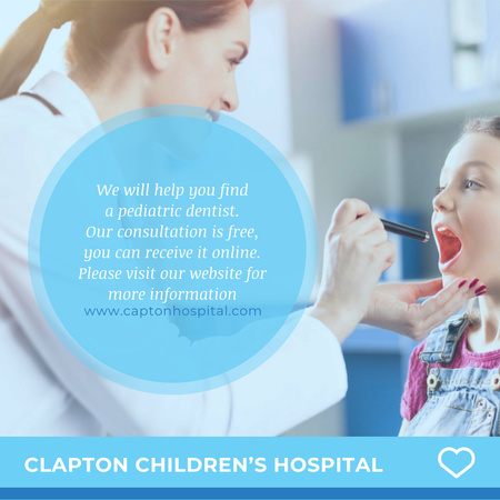 Plantilla de diseño de Hospital infantil con pediatra examinando a niña Instagram 