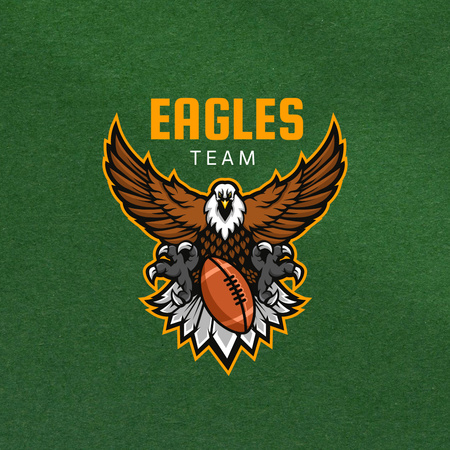 Modèle de visuel Emblème de l'équipe sportive avec aigle sur vert - Logo