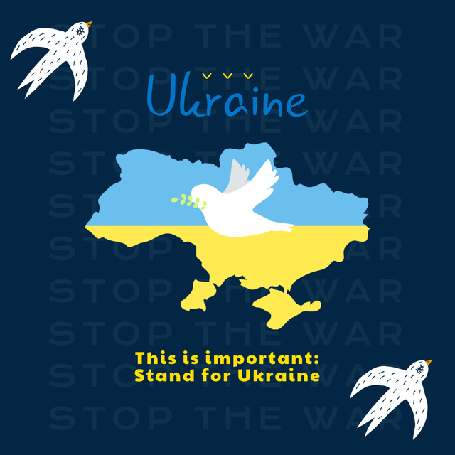 Motivation to Stand for Ukraine with Birds Instagram tervezősablon