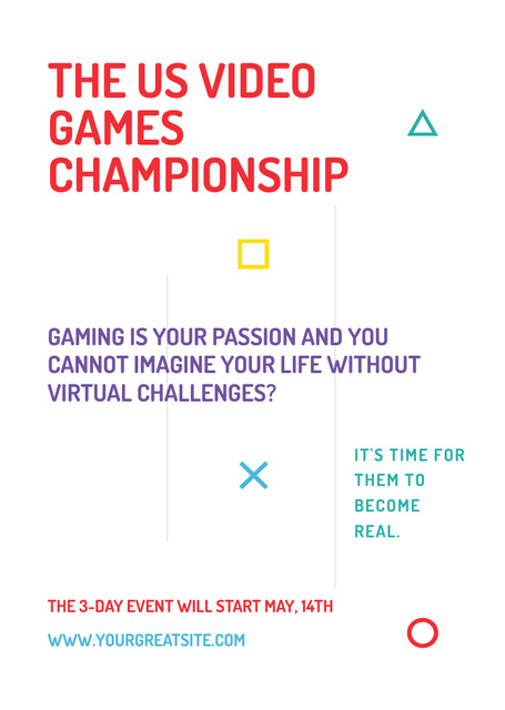 Video Games Championship announcement Flyer A6 Πρότυπο σχεδίασης