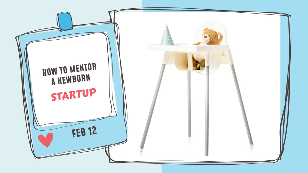 Kids' Highchair with Teddy Bear for Startup concept FB event cover tervezősablon