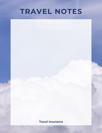 Plánovač výletů s bílými mraky na obloze Notepad 107x139mm Šablona návrhu