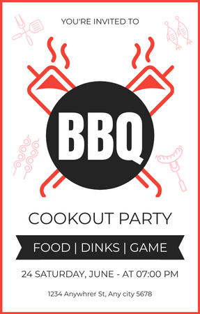 Platilla de diseño Simple Ad of Cookout Party Invitation 4.6x7.2in