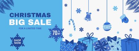 Christmas Big Sale Announcement on Blue Facebook cover Design Template