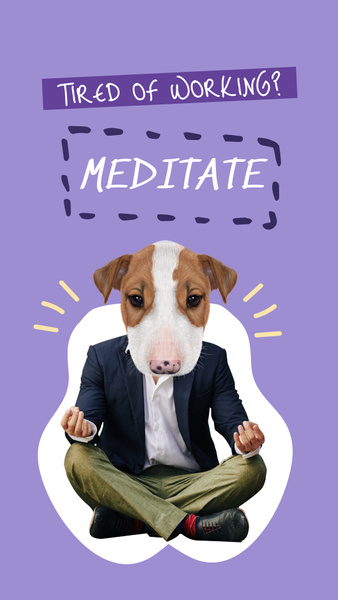Funny Meditating Businessman with Dog's Head