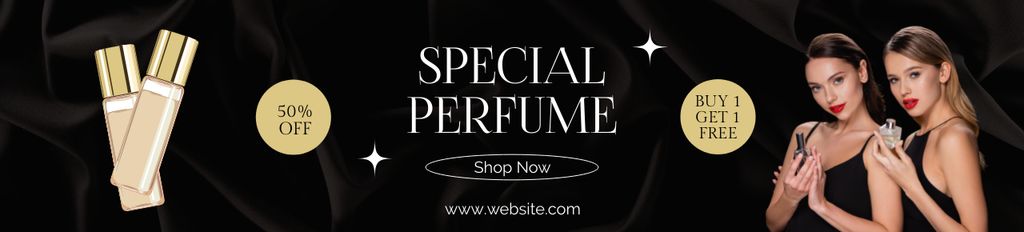 Fragrance Ad with Gorgeous Women Ebay Store Billboardデザインテンプレート