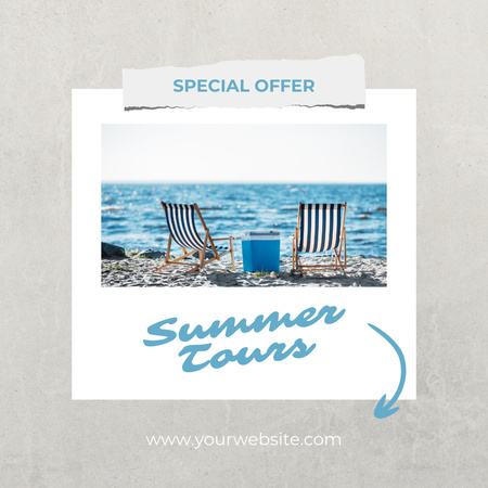 Ontwerpsjabloon van Instagram van Speciale aanbieding van zomertours naar het strand